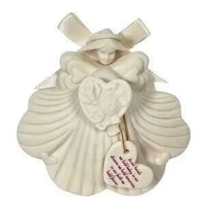 Vintage Angel Ornament 1992 K.B. Design Porcelain Keepsake Heart Quote Christmas